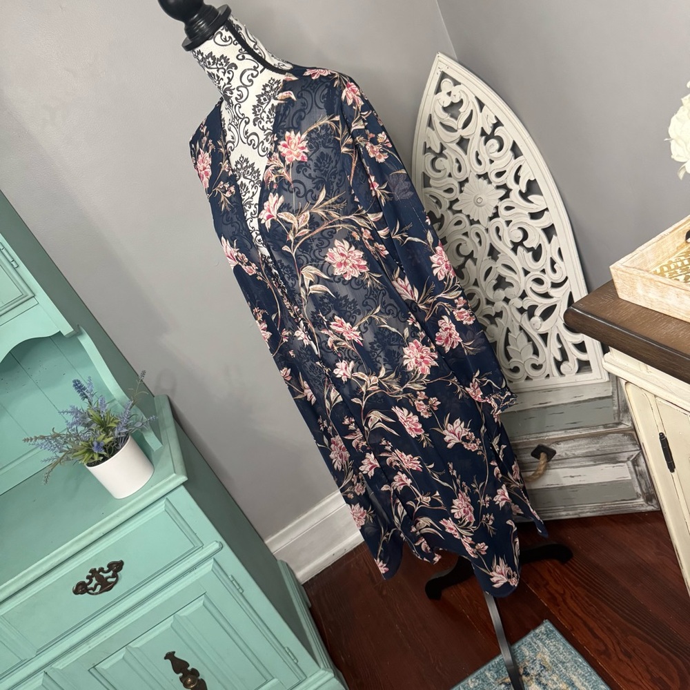 Maurices Boho Floral Long Sleeve Metallic Kimono Size 1X NWT Bohemian Resortwear - Picture 6 of 14